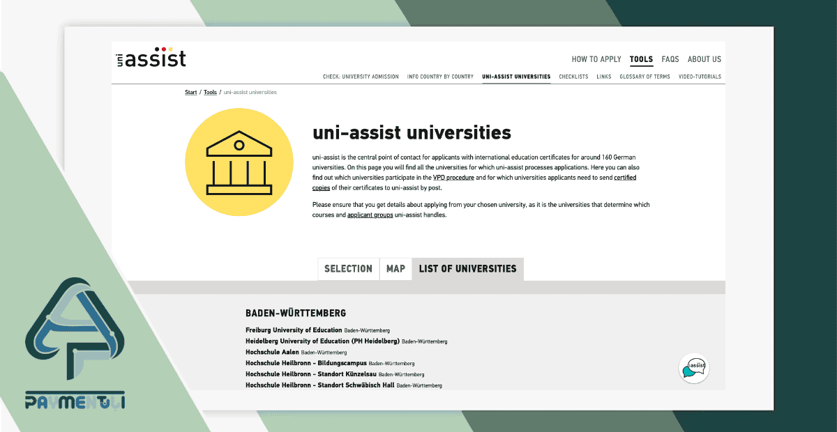 سایت uni assist