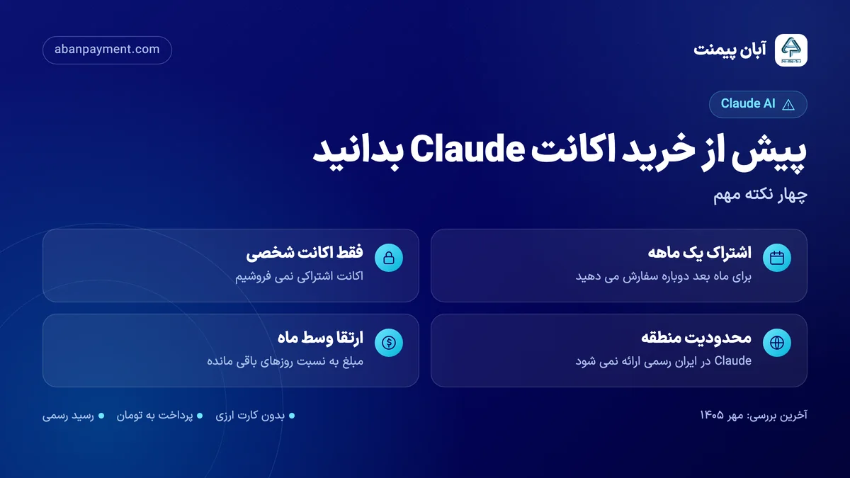 نکات پیش از خرید اکانت Claude: اشتراک یک ماهه، فقط اکانت شخصی، محدودیت منطقه و ارتقا از Pro به Max