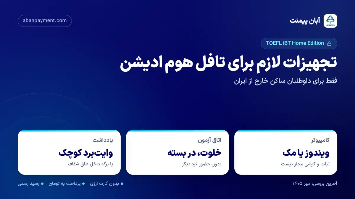 تجهیزات و شرایط تافل هوم ادیشن: کامپیوتر ویندوز یا مک، اتاق خلوت با در بسته و یادداشت روی وایت برد کوچک
